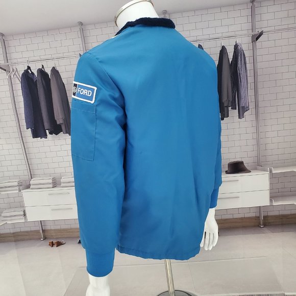 Vintage Ford Cobra JACKET Blue Racer Mechanic Zip-up Coat Small - Picture 9 of 11